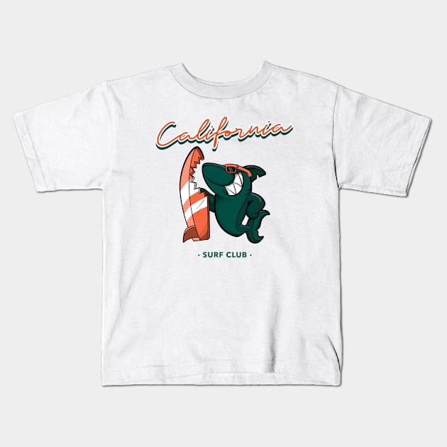 California Surf Club Cool Shark Kids T-Shirt by Tip Top Tee's